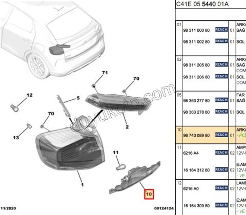 Peugeot 208 Citroen C4 Opel Corsa İlave 3. Stop Arka Sis Lambası 2012/2024