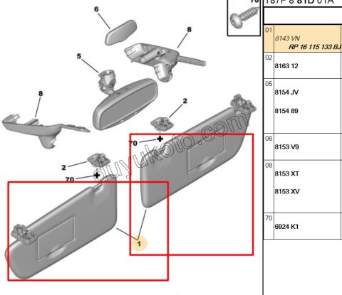 Güneşlik Takım P3081 P30081 P50081 GRI LAMBA-
