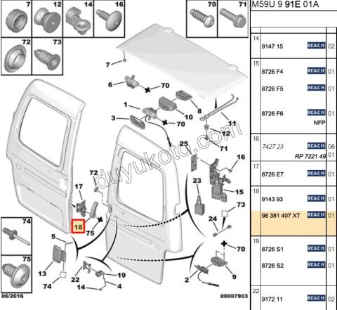 Bagaj Kapağı Sol İç Açma Kolu (Çift Kapılı) PRT1 PRT2