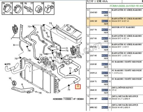 Radyatör Hortumu Alt 2LI BXR1 DJ5TED