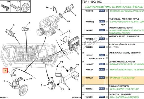 SENSOR VOLAN GRI TU3 TU5 AYAKLI AL4 SANZIMAN 9639999980