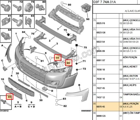 PERCIN SIYAH ARKA TAMPON PRT3 XS2 EXP3 4,8 X L25