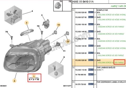 Citroen C3 Aircoss Far Sağ Sissiz 2017/2021