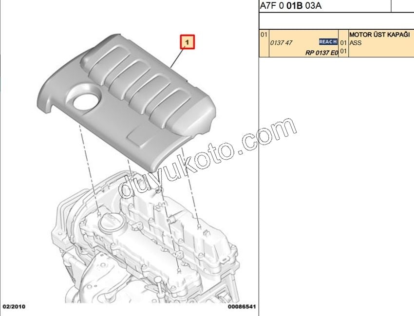 MUHAFAZA MOTOR UST KAPAK ET3J4 PLASTIK