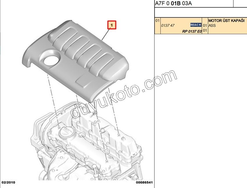 MUHAFAZA MOTOR UST KAPAK ET3J4 PLASTIK