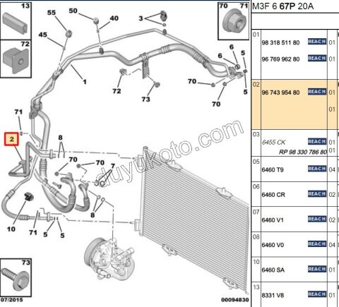 Klima Radyatörü ile Kompresör Arası Hortum P301