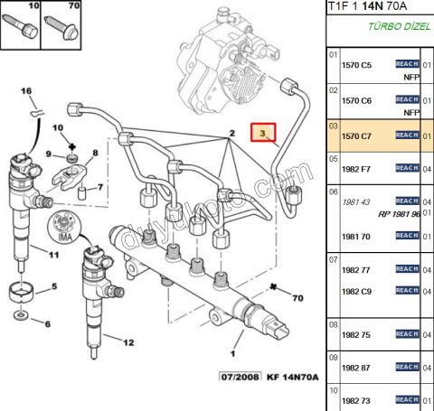 Mazot Pompası ile Enjektör Rampası ara Boru 1.4 HDI Euro4
