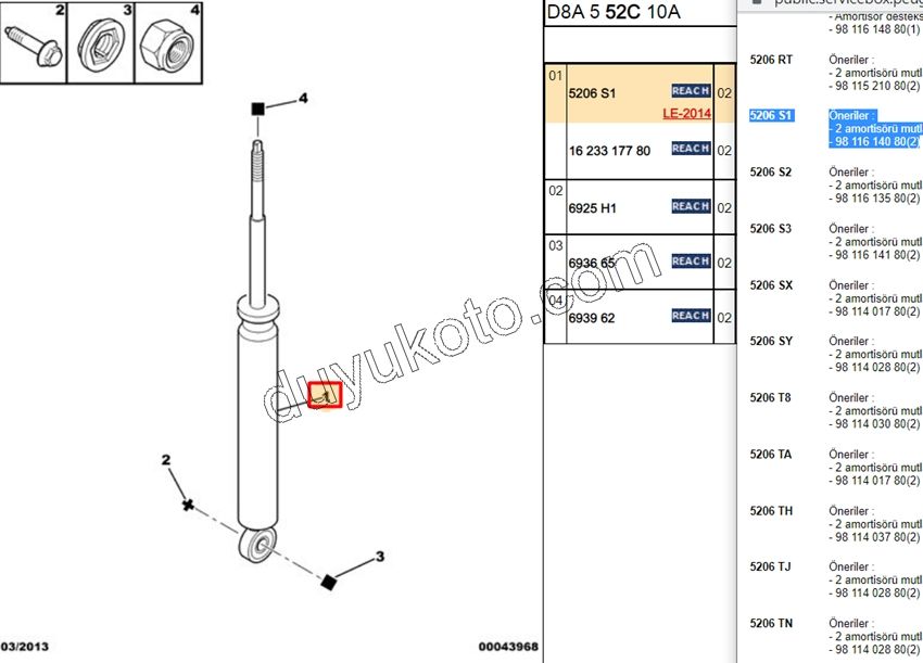Arka Amortisör P406