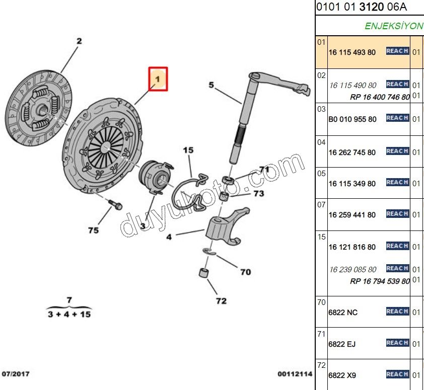 TEK DEBRIYAJ BASKISI P108 C12 1.0CC BENZIN