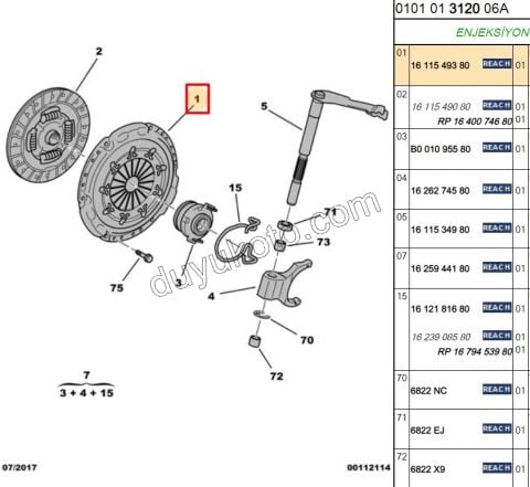 TEK DEBRIYAJ BASKISI P108 C12 1.0CC BENZIN