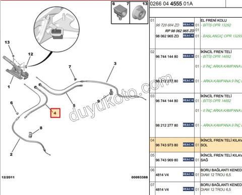 El Fren Teli Borusu Sol P301