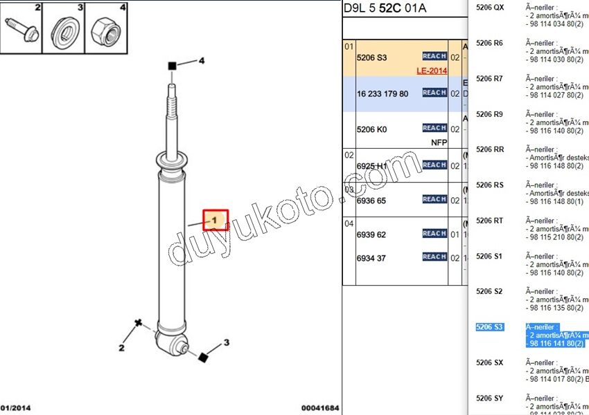 Arka Amortisör P406 COUPE
