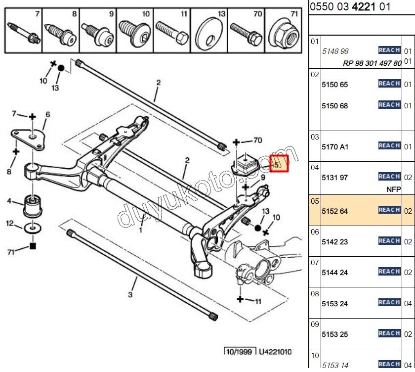 Arka Dingil Dayama Takozu KARE XP1 PRT1 PRT2 (2 Civatalı)
