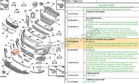 IZGARA ON TAMPON ALT P30082 PARK SENSOR YOK