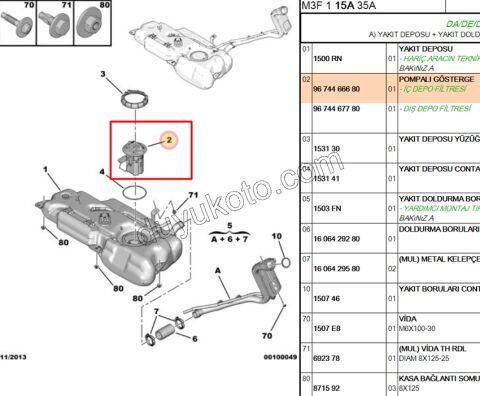 Benzin Pompası ve Şamandırası (Komple) P2081 P20081 P301 EB2M EB2F EC5