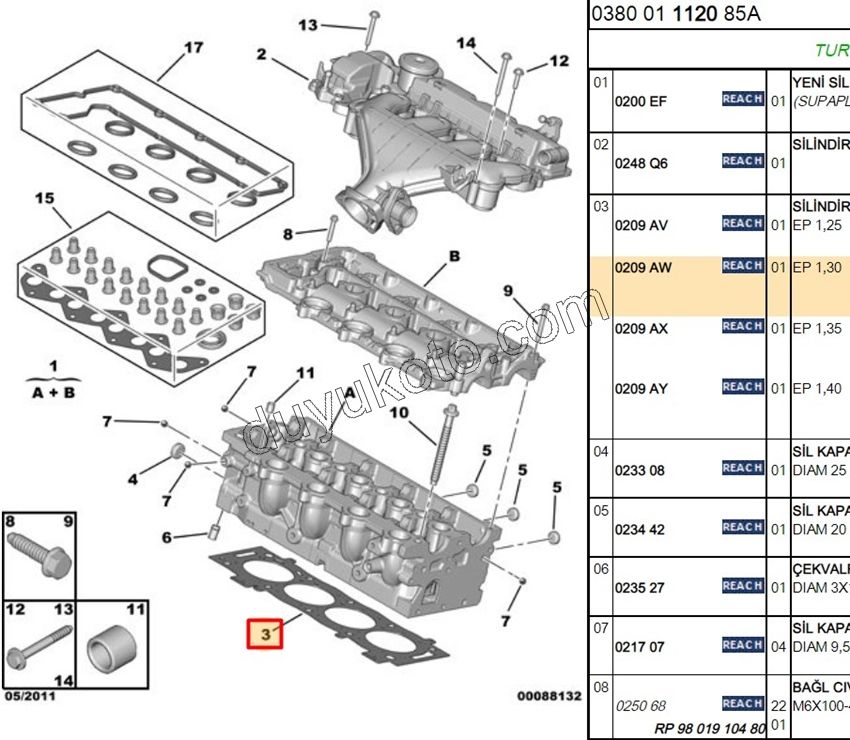 Silindir Kapak Contası 2.0HDİ 16V 136HP 1.30MM ( + )