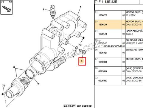 CIVATA SARI TERMOSTAT HAVA ALMA TU3 PUL