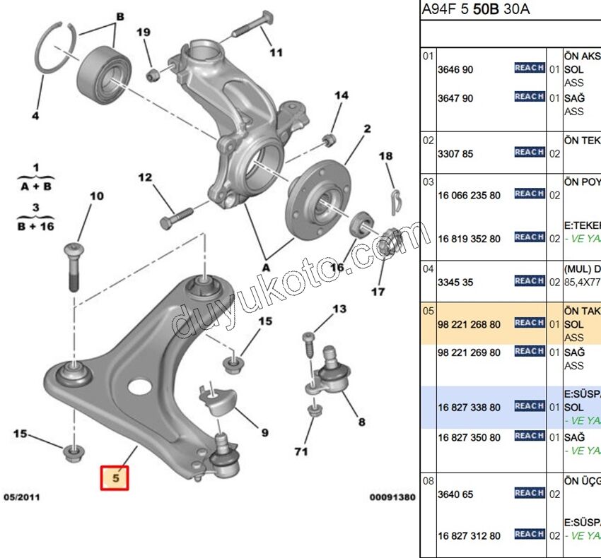 Salıncak Sol P20081 1.5HDİ Euro6
