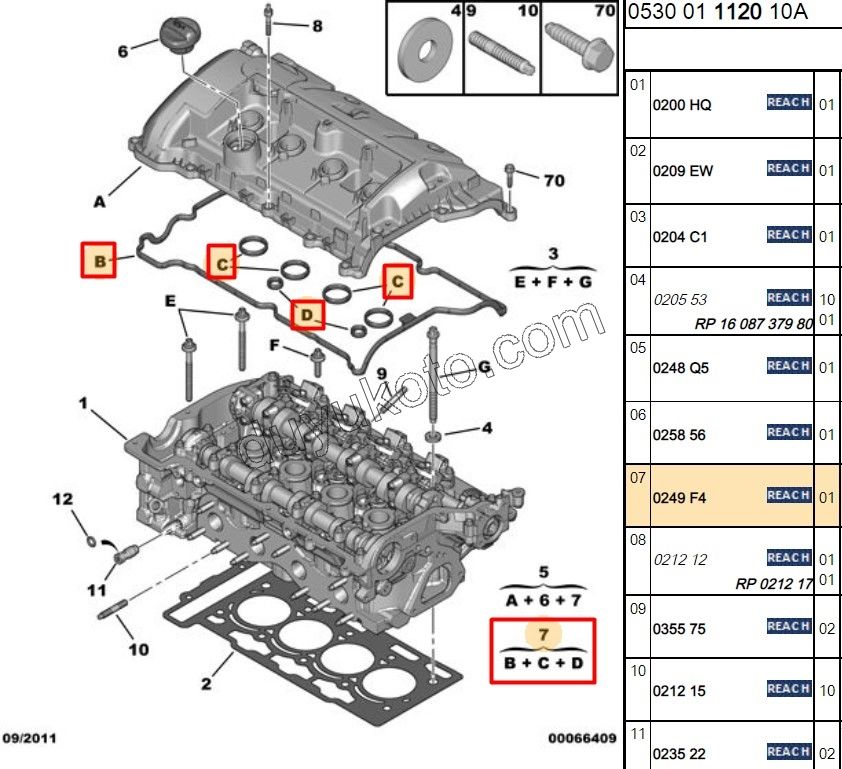 Motor Üst Kapak (Külbütör) Contası  Takım EP3 1.6VTi 120HP 1.6VTi 120HP