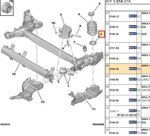 Arka Helezon Alt Çanak (Plastik) P207
