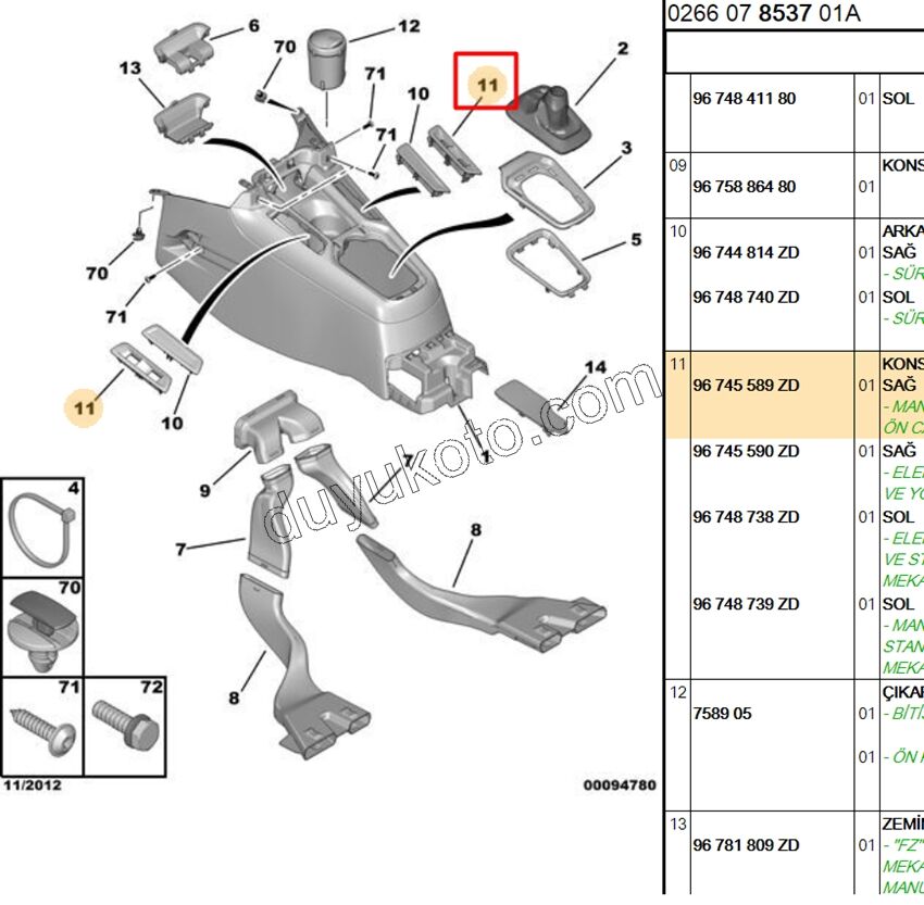 Çerçeve Sağ Ön Cam Açma Anahtarı P301 1LI