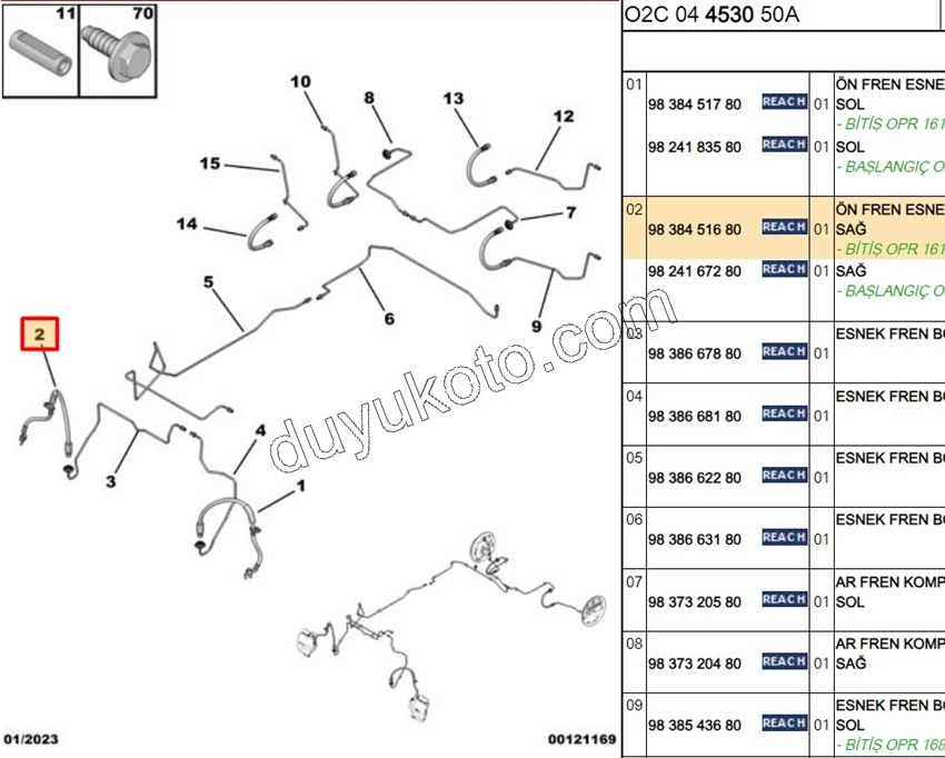 Fren Hortumu Ön Sağ AMI