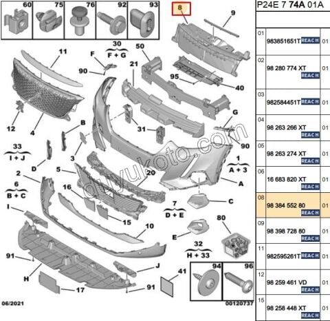 KAPLAMA ON TAMPON UST P20082 KAPUT KILIDI YERI
