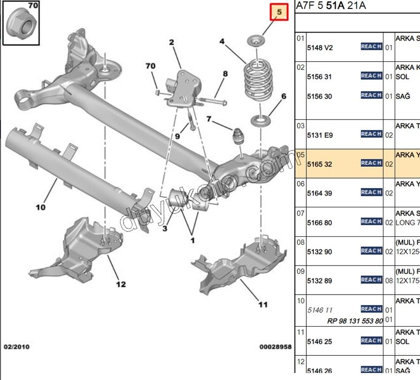 Arka Helezon Üst Çanak (Plastik) P207 P2081