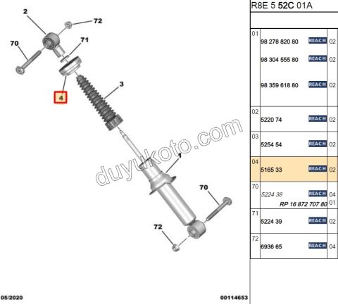 Arka Helezon Üst Takoz P407 P5081 P5082 C53