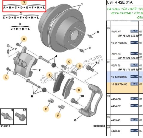 Fren Balatası Arka Tk BXR3