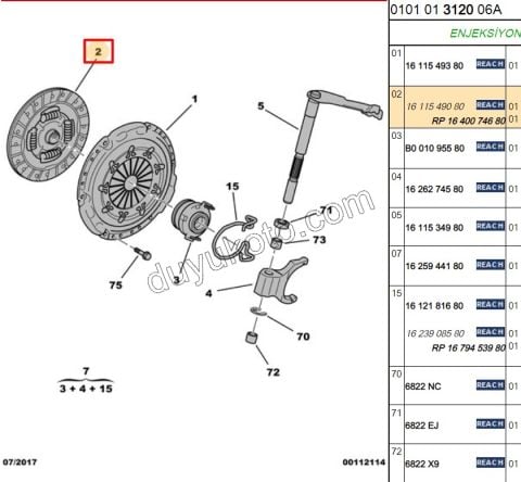 TEK DEBRIYAJ BALATA P107 P108 C12 1.0CC