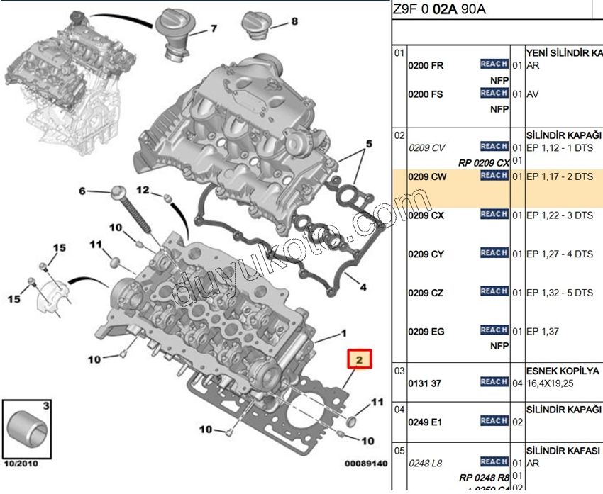 Silindir Kapak Contası X2AD DT17 1.17 2