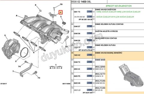 SENSOR MAP EMME MANIFOLD BASINC 1.6THP 175HP V754050880