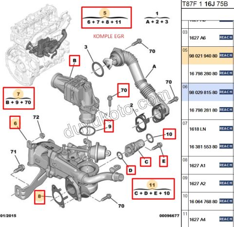 EGR Komple (Modüllü) + GOVDE 1.6HDİ Euro5 TEK GOVDE