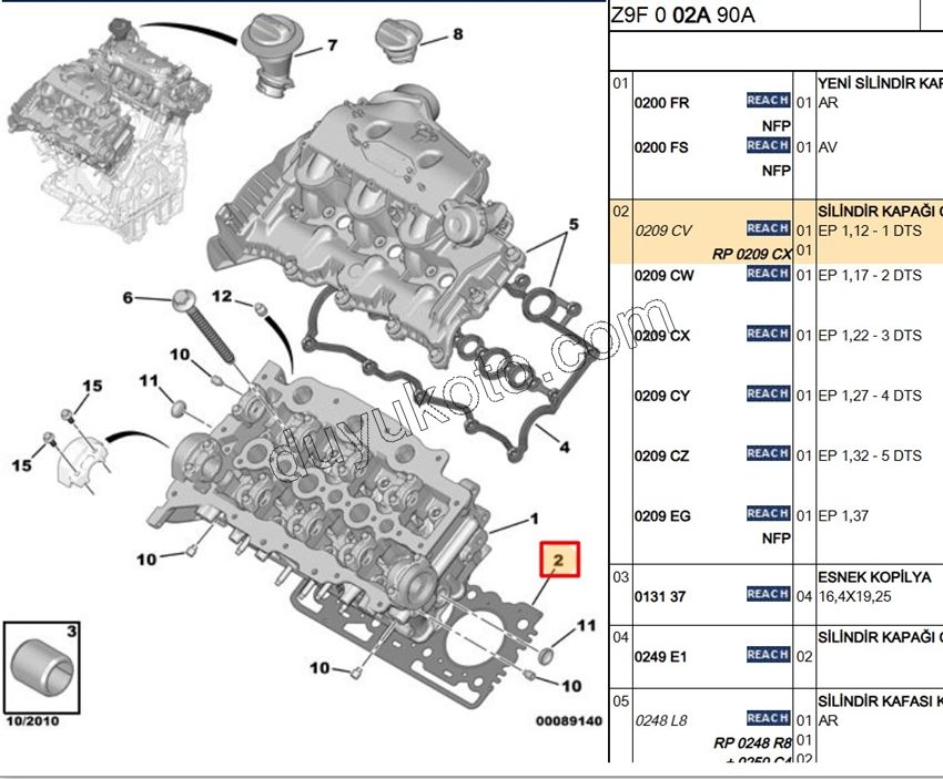 Silindir Kapak Contası X2AD DT17 1.22 3