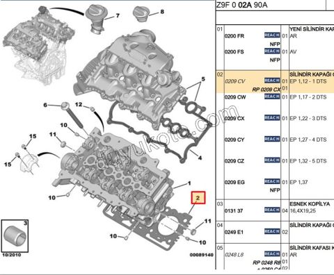 Silindir Kapak Contası X2AD DT17 1.22 3