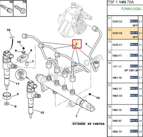 Enjektör Borusu Takım DV44 (5AD) (1570.C7)