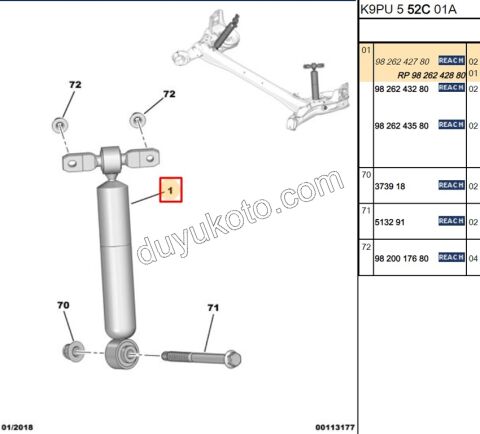 2019> Partner Rifter Berlingo Combo Doblo Proace City AMORTISOR ARKA VAN