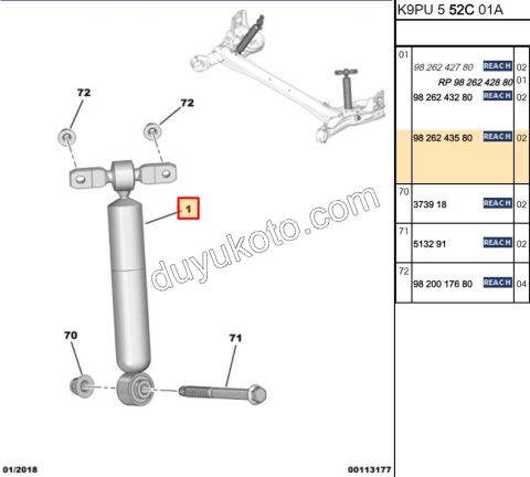 2019> Partner Rifter Berlingo Combo Doblo Proace City Arka Amortisör CAM VAN