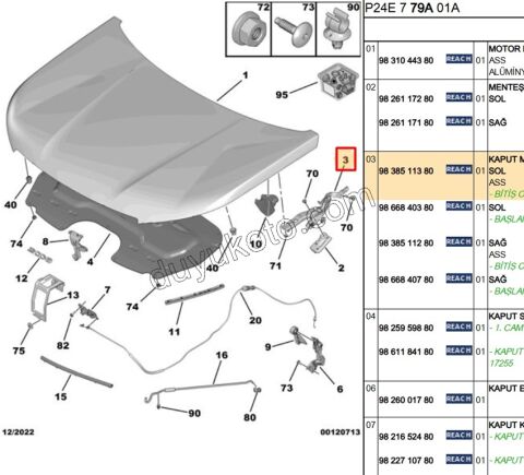 MENTESE MOTOR KAPUT L P20082