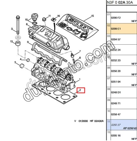 Silindir Kapak Contası XU5 XU9J2 1.9 XU7JP 1.8 8V 83MM 1.30MM