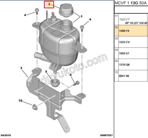 Radyatör Ek Su Depo Kapağı BXR3 BXR3MQ PBP