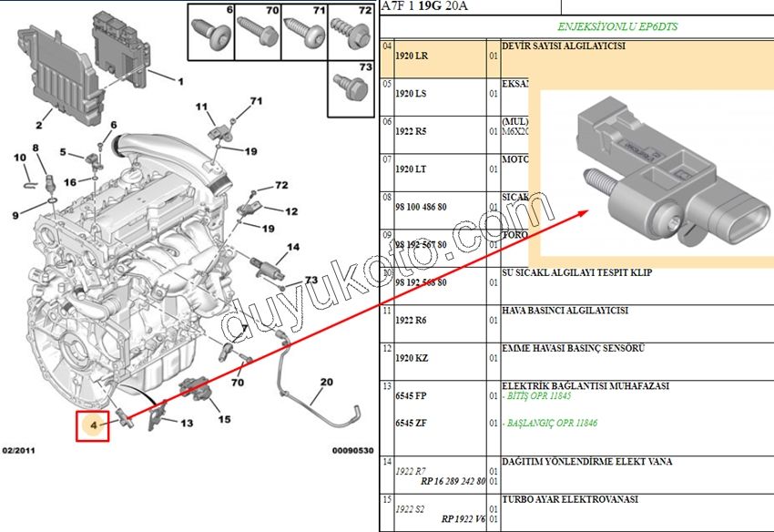 SENSOR VOLAN EP3 1.6VTi 120HP