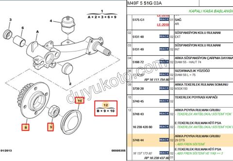 Arka Teker Rulmanı (Poryalı) ABS+ PRT1 EM P406 (TIRTIR)