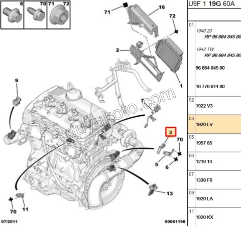 SENSOR VOLAN BXR3