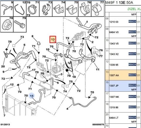Yağ Soğutucu ile Termostat Arası Hortum   1.9D,E.M 97/98