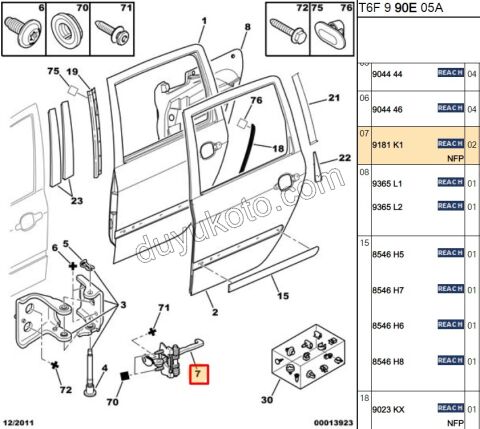 GERGI KAPI ARKA R / L P307SW