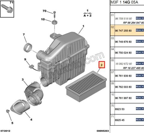Peugeot 208 Hava Filtresi EB2M EB2F P301
