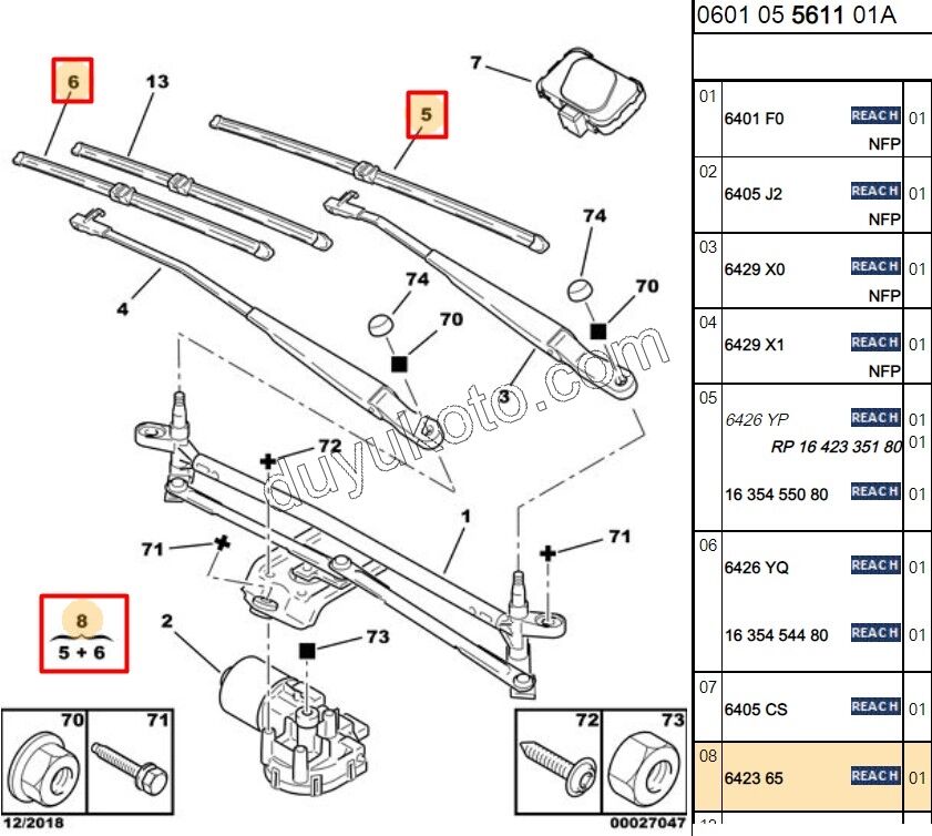 Ön Silgi Süpürgesi Takım C52 65CM+47.5CM L