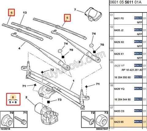 Ön Silgi Süpürgesi Takım C52 65CM+47.5CM L